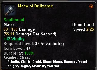 In-game tooltip for Mace of Drillzarax