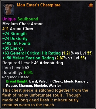 In-game tooltip for Man Eater's Chestguard