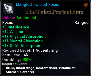 In-game tooltip for Mangled Twisted Focus