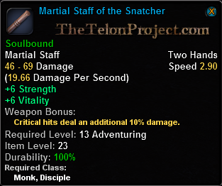 In-game tooltip for Martial Staff of the Snatcher