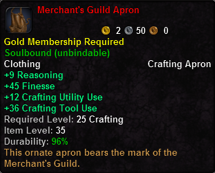 In-game tooltip for Merchant's Guild Apron