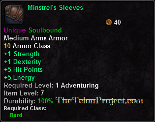 In-game tooltip for Minstrel's Sleeves