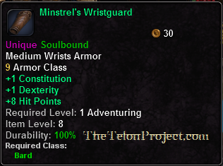 In-game tooltip for Minstrel's Wristguard