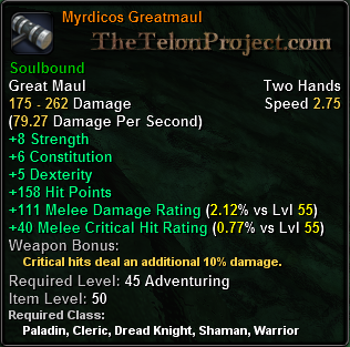 In-game tooltip for Myrdicos Greatmaul