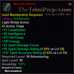 In-game tooltip for Necrotic Bracer