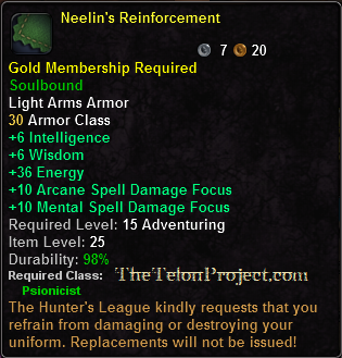 In-game tooltip for Neelin's Reinforcement