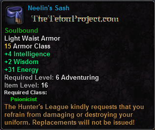 In-game tooltip for Neelin's Sash