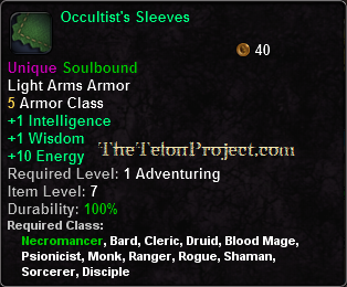 In-game tooltip for Occultist's Sleeves