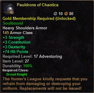In-game tooltip for Pauldrons of Chaotica