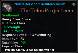 In-game tooltip for Plated Horsehair Reinforcements