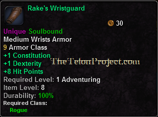 In-game tooltip for Rake's Wristguard
