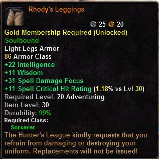 In-game tooltip for Rhody's Leggings