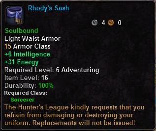 In-game tooltip for Rhody's Sash