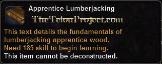 In-game tooltip for Apprentice Lumberjacking