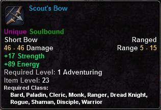 In-game tooltip for Scout's Bow