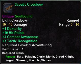 In-game tooltip for Scout's Crossbow