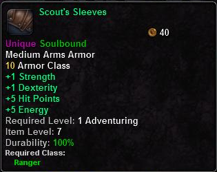 In-game tooltip for Scout's Sleeves