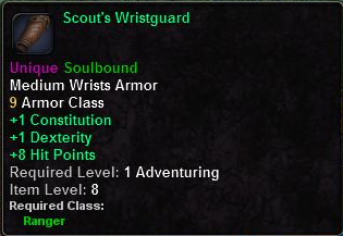 In-game tooltip for Scout's Wristguard