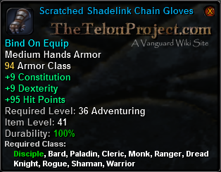 In-game tooltip for Scratched Shadelink Chain Gloves