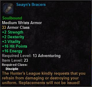 In-game tooltip for Seayn's Bracers