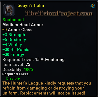 In-game tooltip for Seayn's Helm