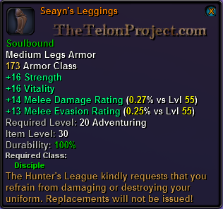 In-game tooltip for Seayn's Leggings