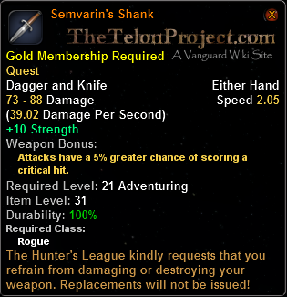 In-game tooltip for Semvarin's Shank