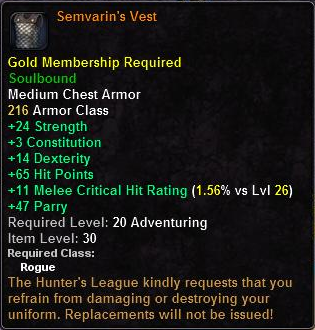 In-game tooltip for Semvarin's vest