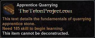 In-game tooltip for Apprentice Quarrying