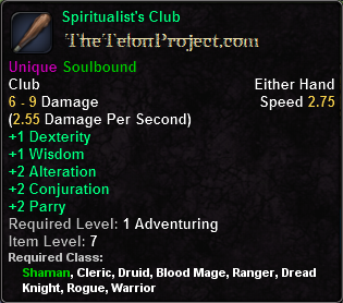 In-game tooltip for Spiritualist's Club
