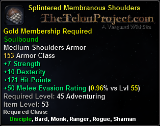 In-game tooltip for Splintered Membranous Shoulders