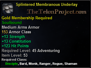 In-game tooltip for Splintered Membranous Underlay