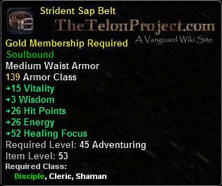 In-game tooltip for Strident Sap Belt
