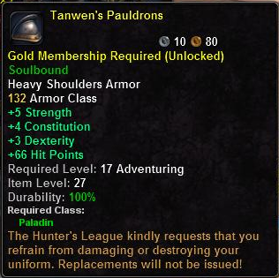 In-game tooltip for Tanwen's Pauldrons