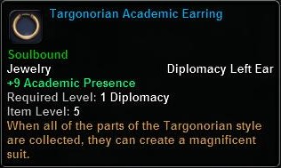 In-game tooltip for Targonorian Academic Earring
