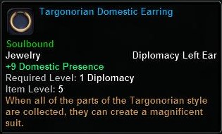 In-game tooltip for Targonorian Domestic Earring