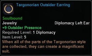 In-game tooltip for Targonorian Outsider Earring