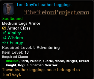 In-game tooltip for Ten'Drayl's Leather Leggings