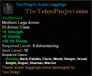 In-game tooltip for Ten'Drayl's Scale Leggings