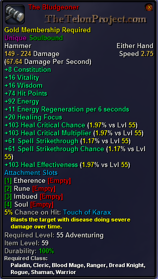 In-game tooltip for The Bludgeoner