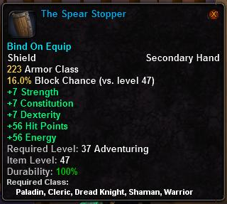 In-game tooltip for The Spear Stopper
