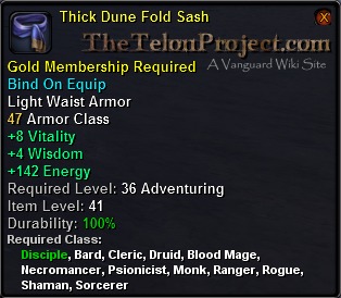 In-game tooltip for Thick Dune Fold Sash