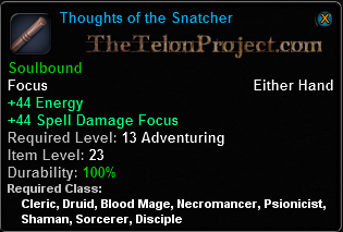 In-game tooltip for Thoughts of the Snatcher
