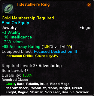 In-game tooltip for Tidestalker's Ring