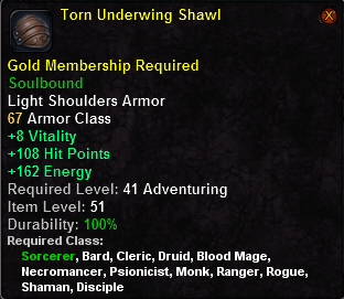 In-game tooltip for Torn Underwing Shawl