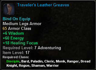 In-game tooltip for Traveler's Leather Greaves