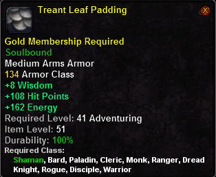 In-game tooltip for Treant Leaf Padding