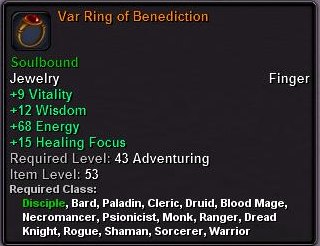 In-game tooltip for Var Ring of Benediction