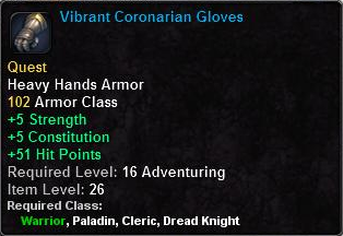 In-game tooltip for Vibrant Coronarian Gloves