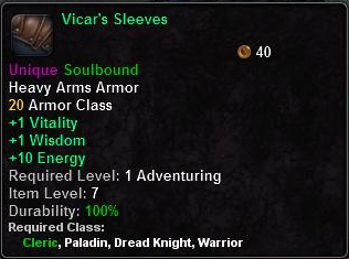In-game tooltip for Vicar's Sleeves
